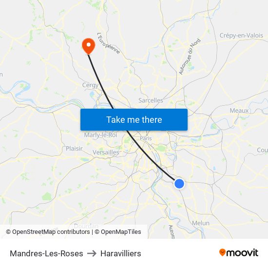 Mandres-Les-Roses to Mandres-Les-Roses map