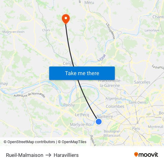 Rueil-Malmaison to Haravilliers map