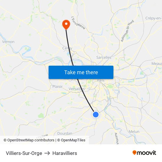 Villiers-Sur-Orge to Haravilliers map