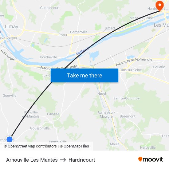 Arnouville-Les-Mantes to Hardricourt map