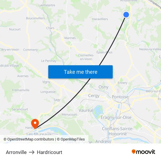 Arronville to Hardricourt map