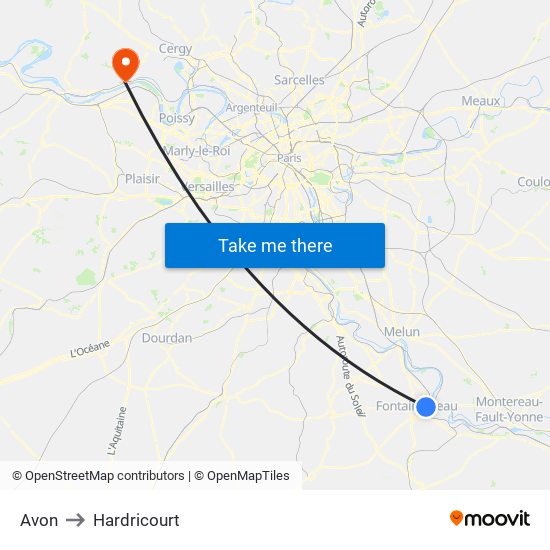 Avon to Hardricourt map