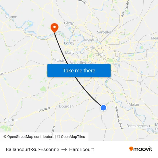 Ballancourt-Sur-Essonne to Hardricourt map