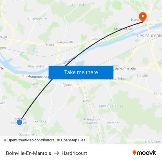 Boinville-En-Mantois to Hardricourt map