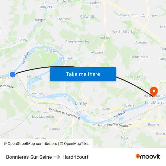 Bonnieres-Sur-Seine to Hardricourt map