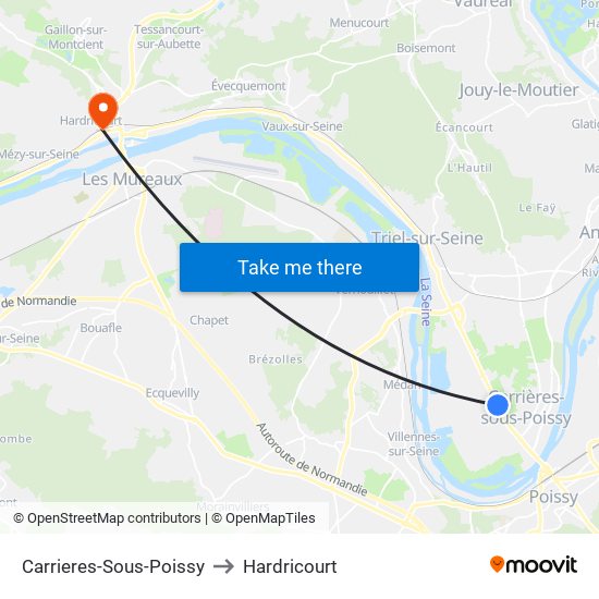 Carrieres-Sous-Poissy to Hardricourt map