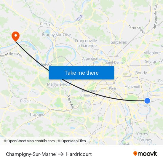 Champigny-Sur-Marne to Hardricourt map