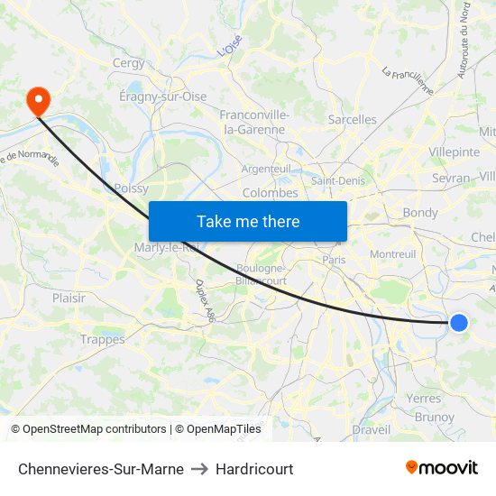 Chennevieres-Sur-Marne to Hardricourt map