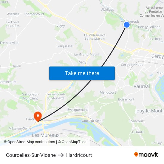 Courcelles-Sur-Viosne to Hardricourt map