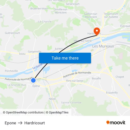 Epone to Hardricourt map