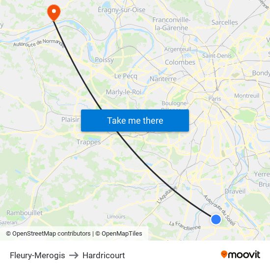Fleury-Merogis to Hardricourt map