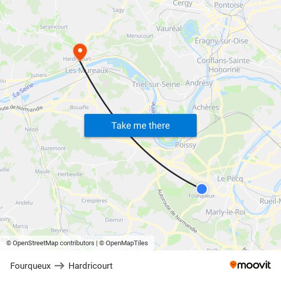 Fourqueux to Hardricourt map