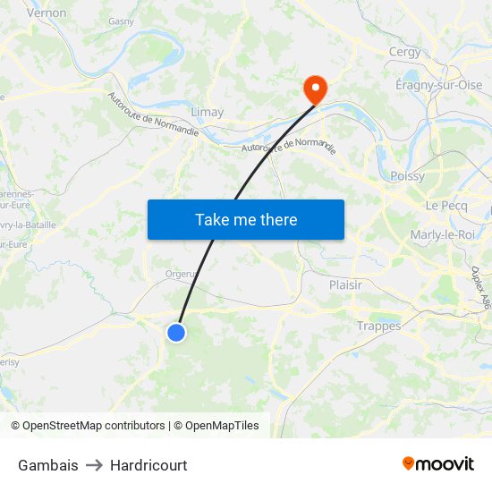 Gambais to Hardricourt map