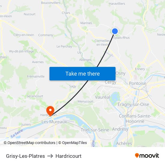 Grisy-Les-Platres to Hardricourt map