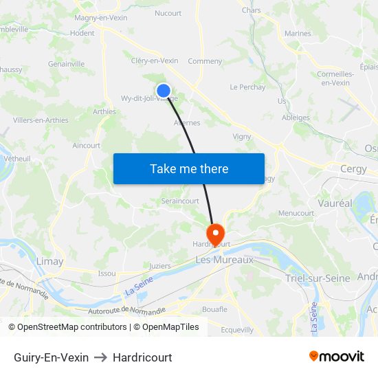 Guiry-En-Vexin to Hardricourt map