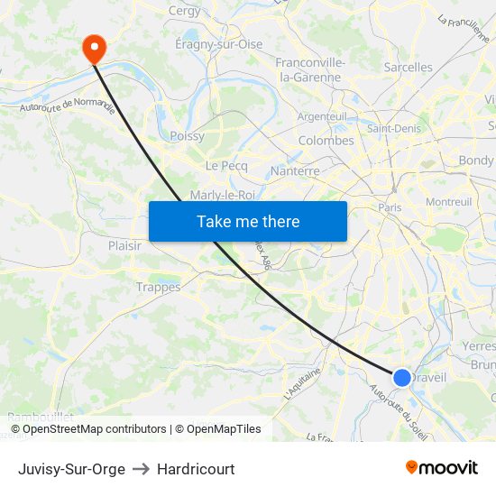 Juvisy-Sur-Orge to Hardricourt map