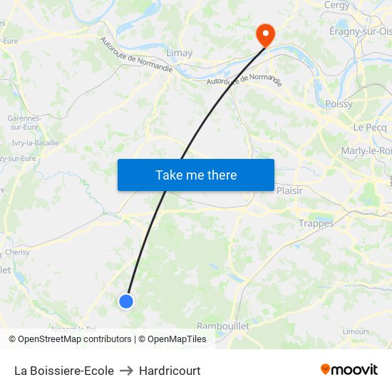 La Boissiere-Ecole to Hardricourt map