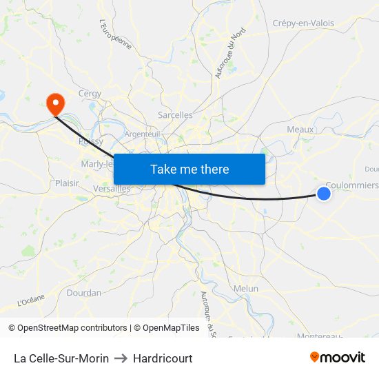 La Celle-Sur-Morin to Hardricourt map