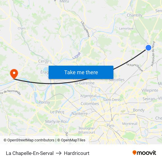 La Chapelle-En-Serval to Hardricourt map