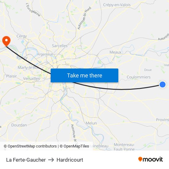 La Ferte-Gaucher to Hardricourt map