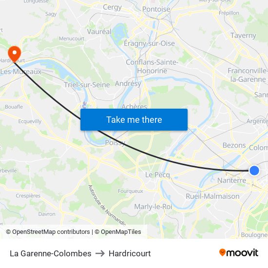 La Garenne-Colombes to Hardricourt map