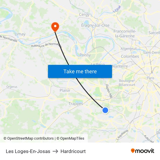 Les Loges-En-Josas to Hardricourt map