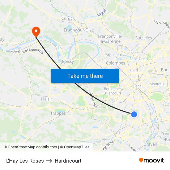 L'Hay-Les-Roses to Hardricourt map