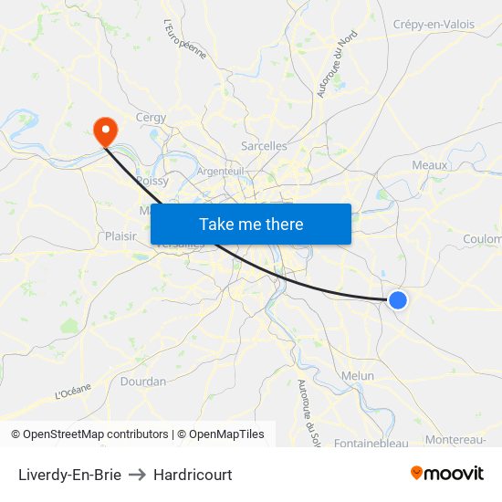 Liverdy-En-Brie to Hardricourt map