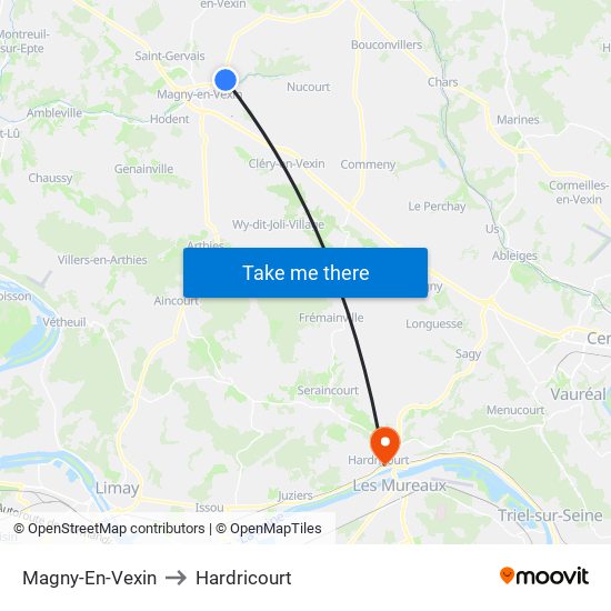 Magny-En-Vexin to Hardricourt map