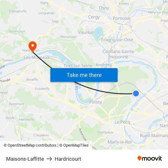 Maisons-Laffitte to Hardricourt map