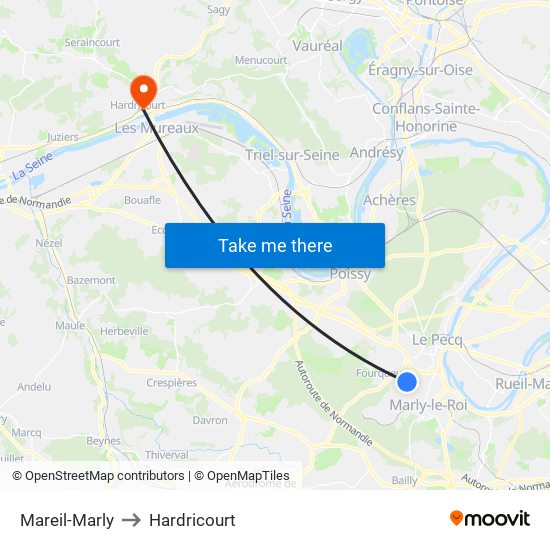 Mareil-Marly to Hardricourt map