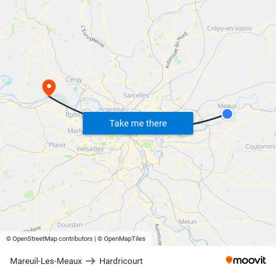 Mareuil-Les-Meaux to Hardricourt map
