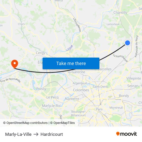 Marly-La-Ville to Hardricourt map
