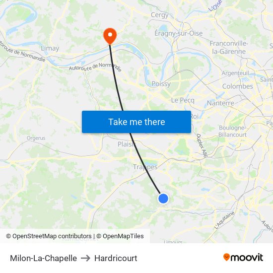 Milon-La-Chapelle to Hardricourt map