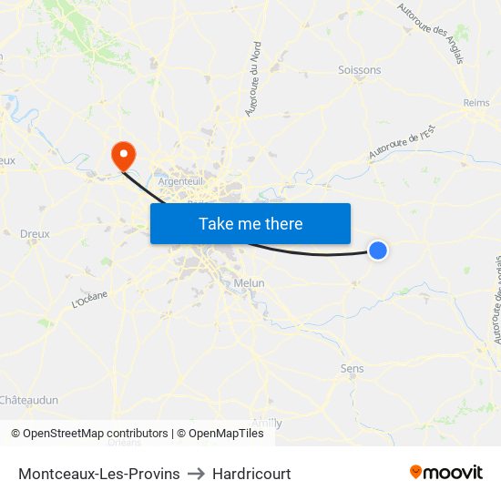 Montceaux-Les-Provins to Hardricourt map
