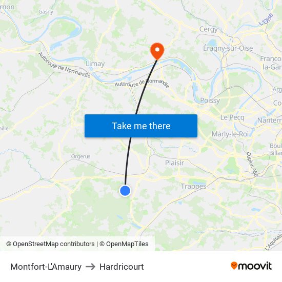 Montfort-L'Amaury to Hardricourt map