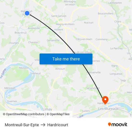 Montreuil-Sur-Epte to Hardricourt map