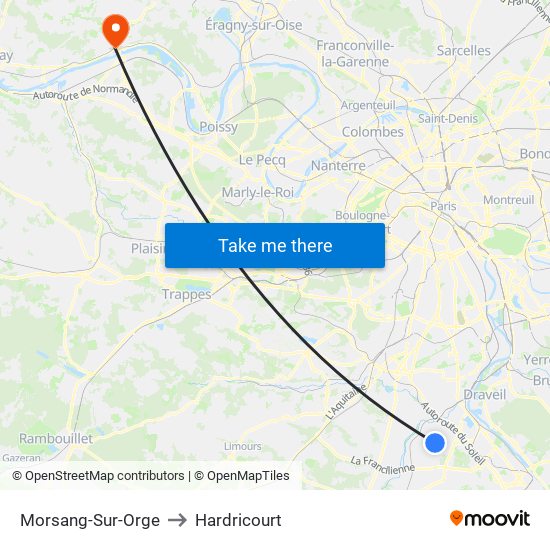 Morsang-Sur-Orge to Hardricourt map