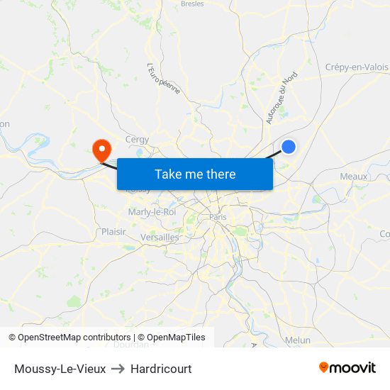 Moussy-Le-Vieux to Hardricourt map