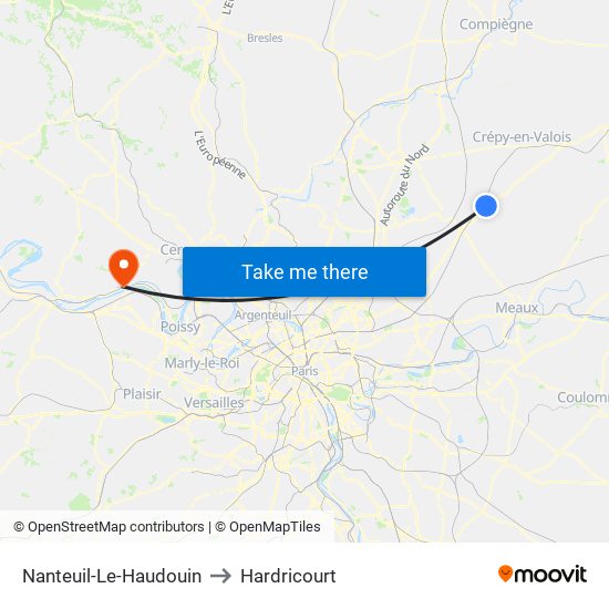 Nanteuil-Le-Haudouin to Hardricourt map