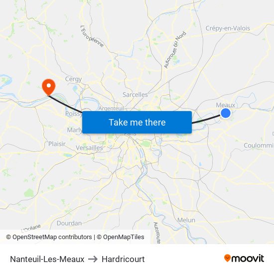 Nanteuil-Les-Meaux to Hardricourt map