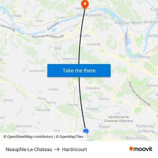 Neauphle-Le-Chateau to Hardricourt map