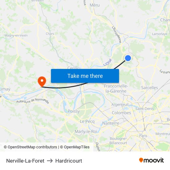 Nerville-La-Foret to Hardricourt map