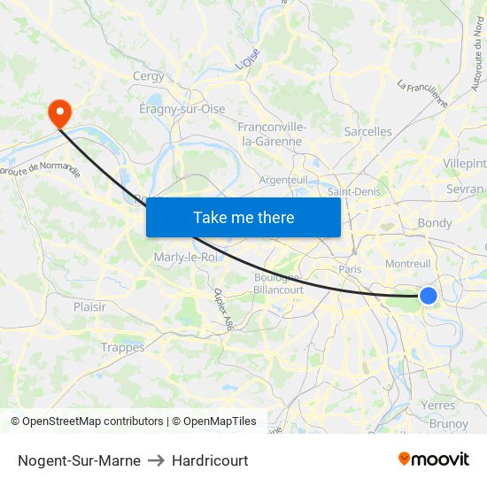 Nogent-Sur-Marne to Hardricourt map