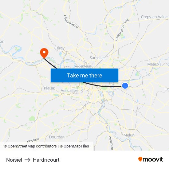 Noisiel to Hardricourt map