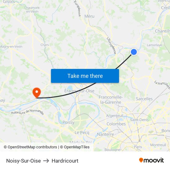 Noisy-Sur-Oise to Hardricourt map