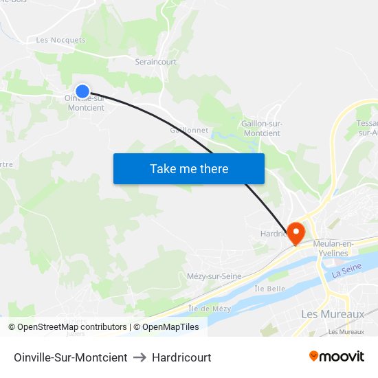 Oinville-Sur-Montcient to Hardricourt map