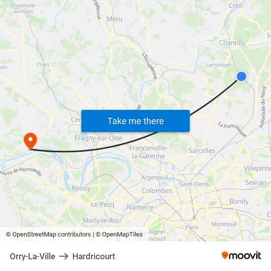 Orry-La-Ville to Hardricourt map