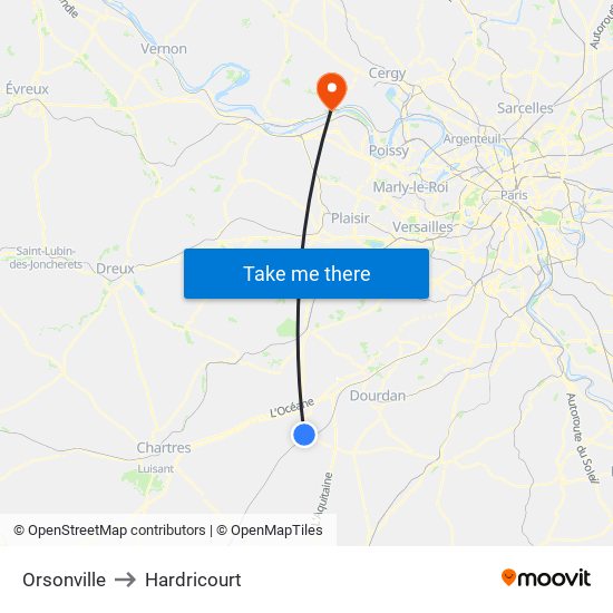 Orsonville to Hardricourt map