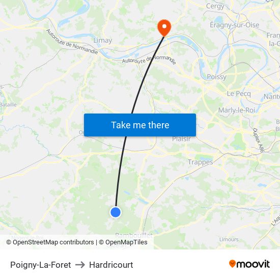 Poigny-La-Foret to Hardricourt map